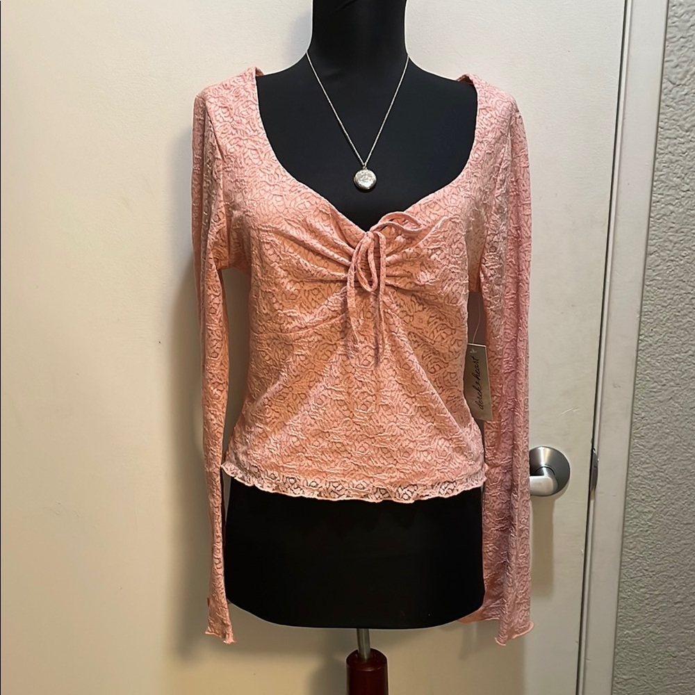 3/$25 Derek Heart Pink Lace Long Sleeve Blouse